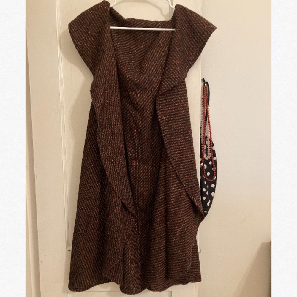 Brown and red maxi duster / long vest